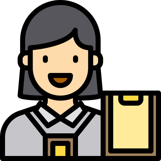 A woman with a clipboard.