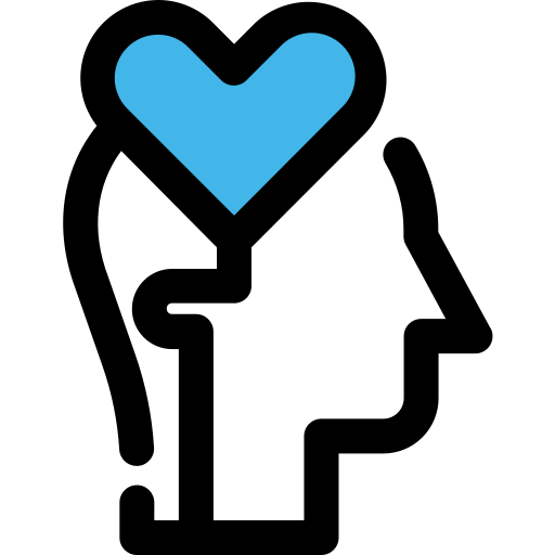 a head in profile with a heart in the brain area